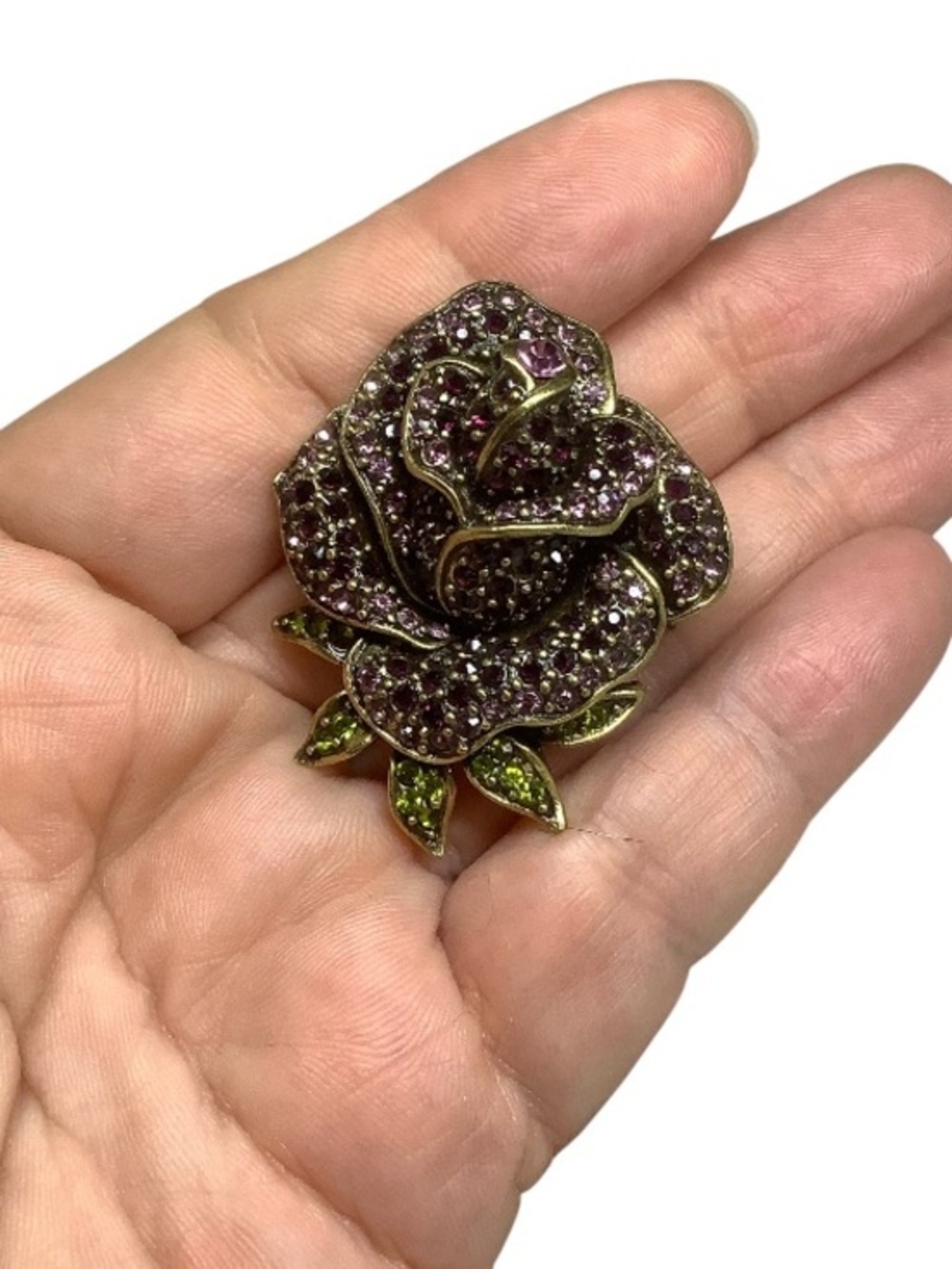 Heidi Daus Swarovski crystal Rose Brooch